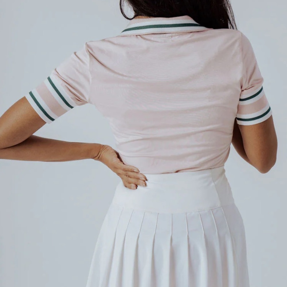 Light Pink Short Sleeve Polo Tee with Contrast Trim - Picture 3 of 6